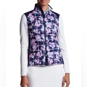 Peter Millar Women’s Merge Hybrid Full Zip Navy Floral Jacket Size Medium Golf